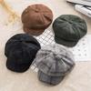 Plaid Beret Ladies Autumn and Winter Versatile Soft Girl Bud Hat Vintage British Octagonal Hat
