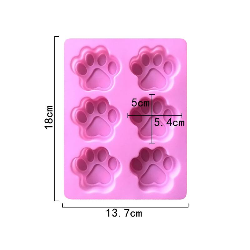6 Vakken Kattenpoot Voetafdruk Siliconen Cakevorm Anti-aanbak Voedselkwaliteit IJsblokjesvorm voor Chocolade Snoep Puddingen Gelees Puppy Koekjes