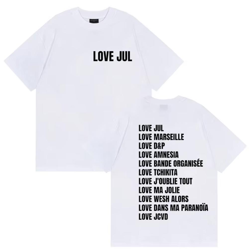 Love Jul France Rapper Album Print T Shirts Men Women Vintage Fashion Short Sleeve T-shirts Cotton T-shirt