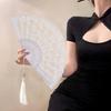 Retro Lace Fan Handheld Folding Fan Embroidered Rose Pattern Portable Chinese Decorative Fan Photography Photo Props