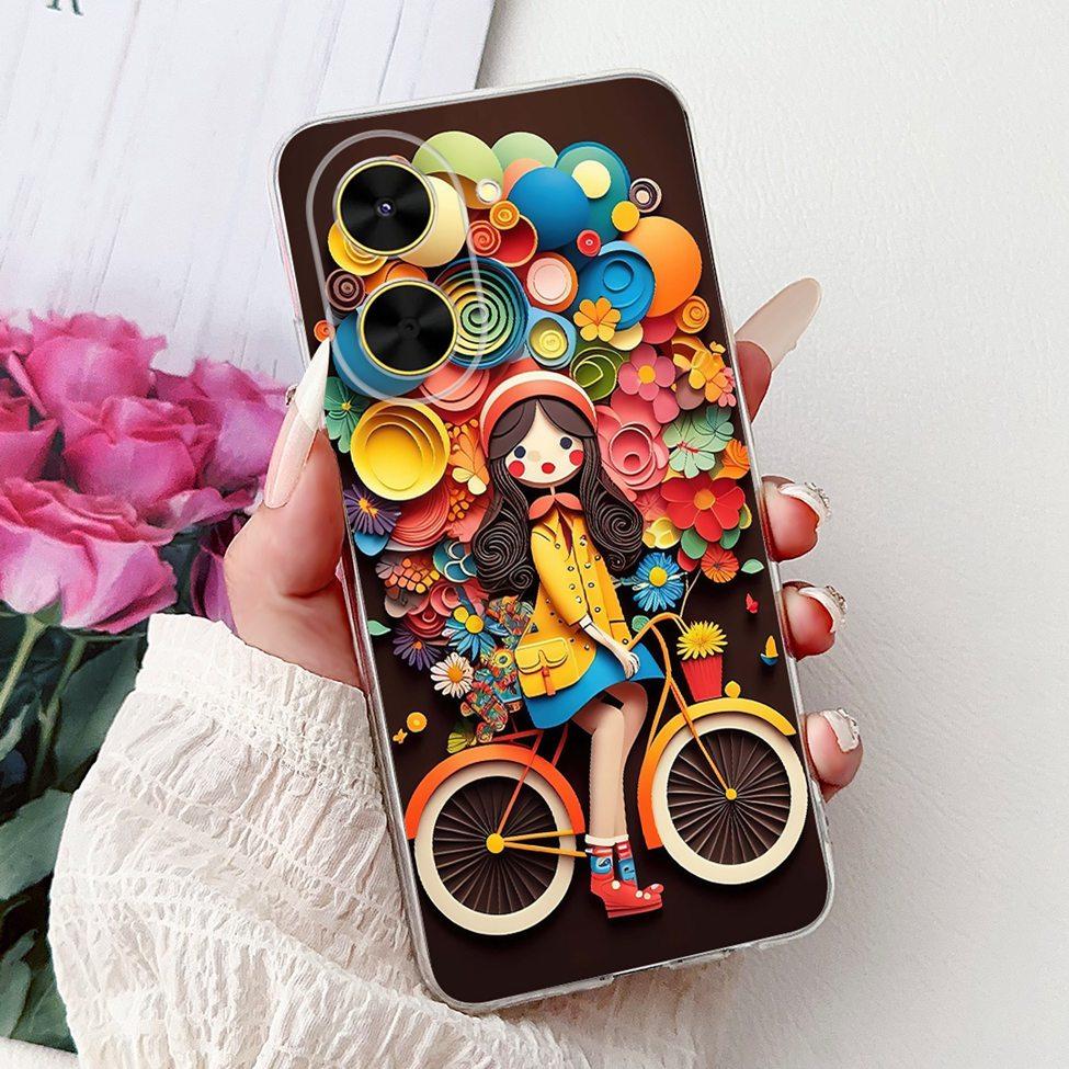 For Redmi A5 NFC 5G Case Cover Clear Luxury Kawaii Cute Cat Fashion Flowers Funny Painted Soft Phone Case For Redme A5 NFC 5G