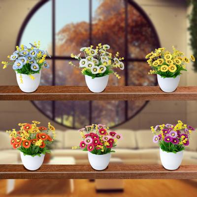 Ghiveci de flori artificiale Crizantema Decor de birou din plastic, veșnic, plantă falsă în ghiveci pentru balcon