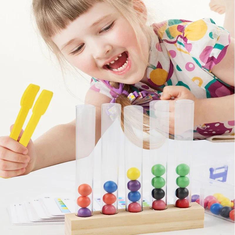Toys Educational New Clip Beads Test Tube for Logic Concentration Fine Motor Training Game Montessori Teaching Aids Toy Children