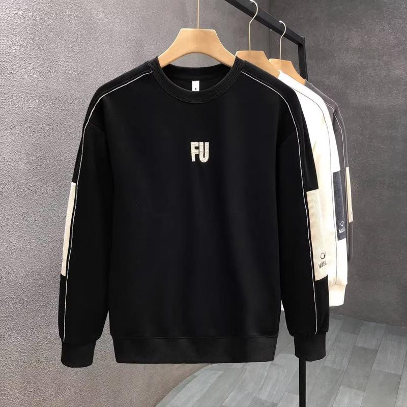 Men's Heavyweight Round Neck Sweatshirts, Trendy Spring/Autumn Long Sleeve Tops