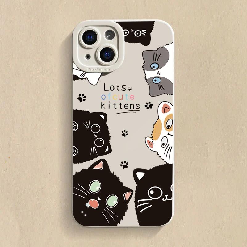 Capa de Celular TPU Gato Desenho Animado Fofa Para Redmi Note 13 12 11 Pro Plus 5G 12S 11S 11 10S Redmi 13C 13 12 4G Capa Macia de Silicone