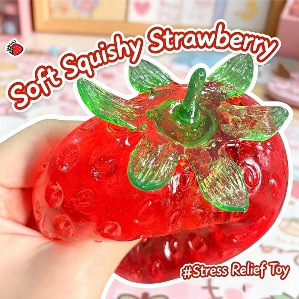 Non-Rebound Strawberry Squeeze Toy TPR Moldable Squeeze Ball Gifts Fruit Sensory Toy  Stress Relief