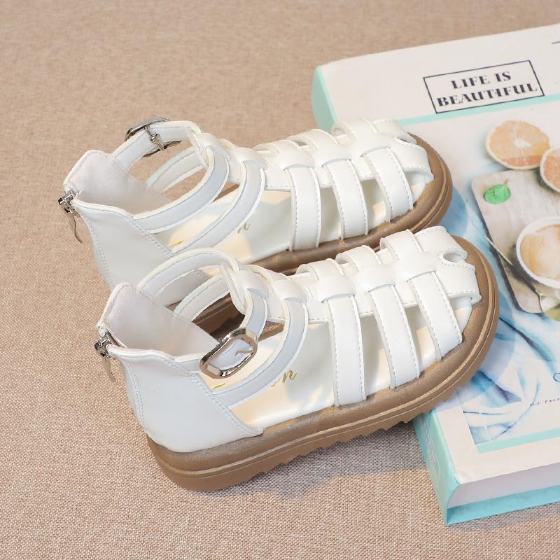 Girls Gladiator Sandals Fashion Children Hollow Toes Capped Shoes Kids Summer Princess Beach Shoes Size 26-36 Anti-Slippery