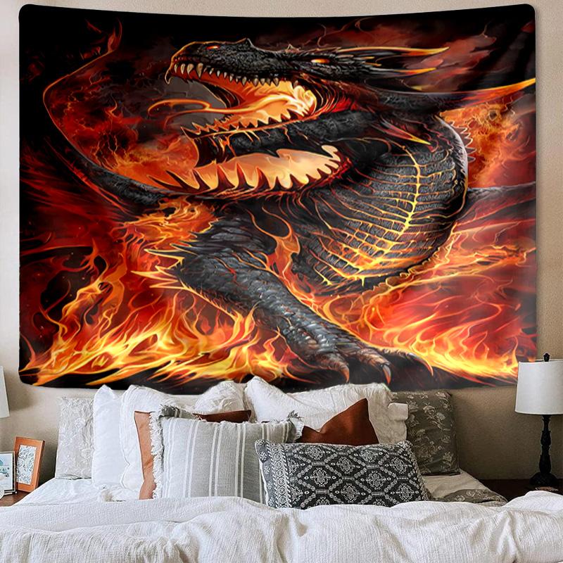 Fiery Dragon Artwork Tapestry Room Decoration Wall Hanging for Living Room Bedroom, Dormitory, Birthday and Christmas Gifts