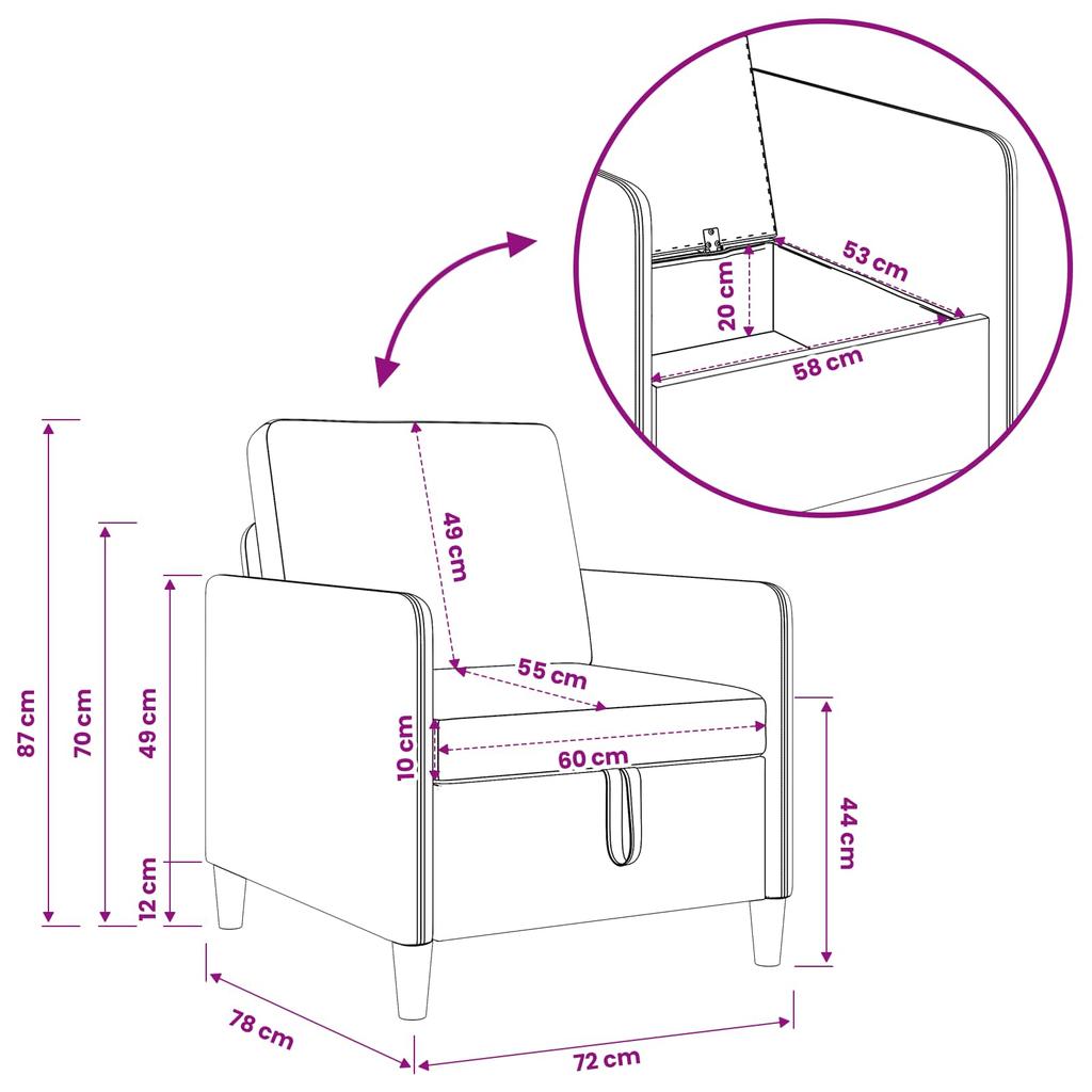 Storage Sofa Set 2 Pcs Purple Polyester