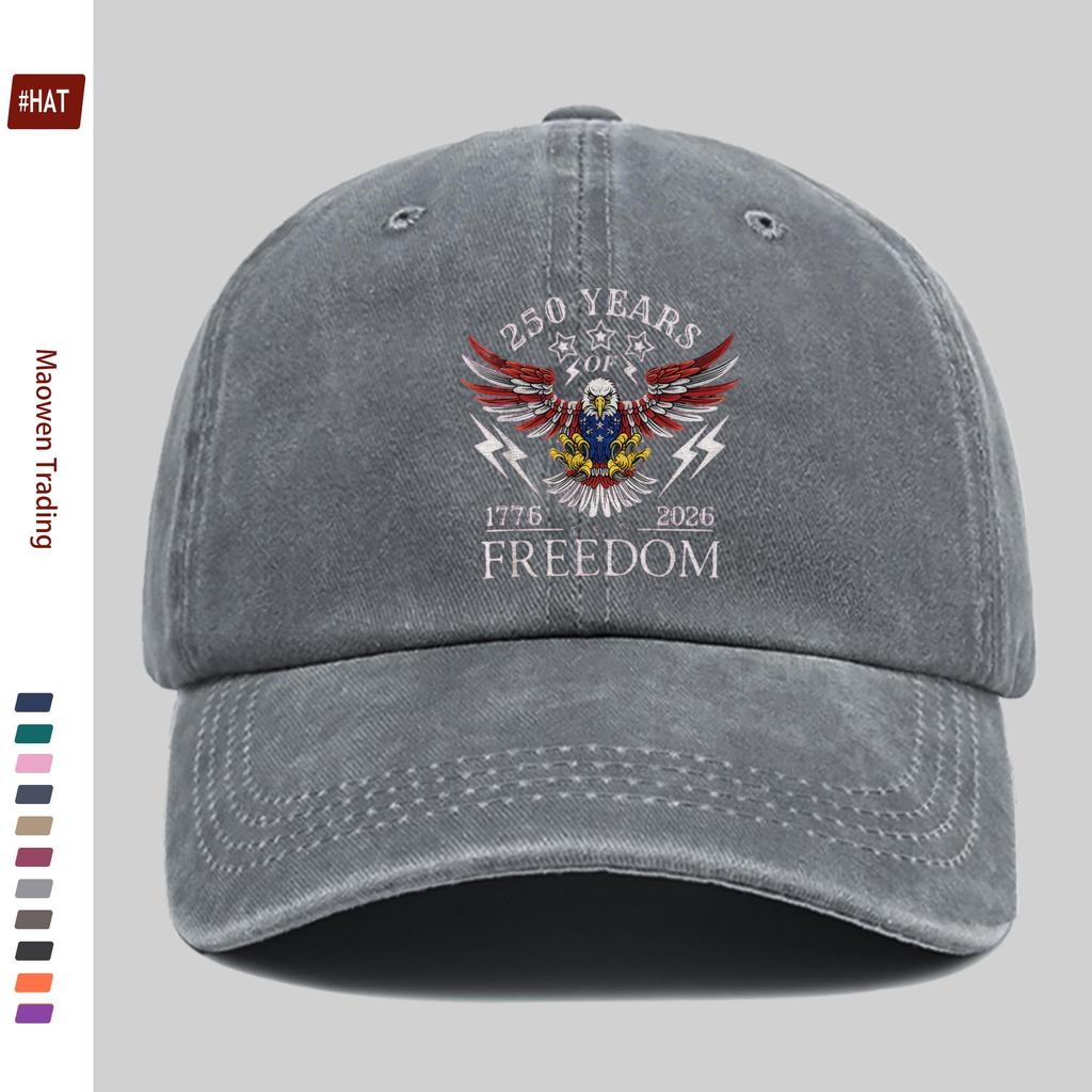 Pc USA Years of Freedom Meter Patriotic Print Baseball Cap for Men and Women Vintage Washed Sun Hat Lightweig