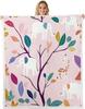Fairy and Flower Pattern Blanket Soft Flannel Throw Kids Room Decor Magical Fantasy Theme Bedding for Girls Nursery