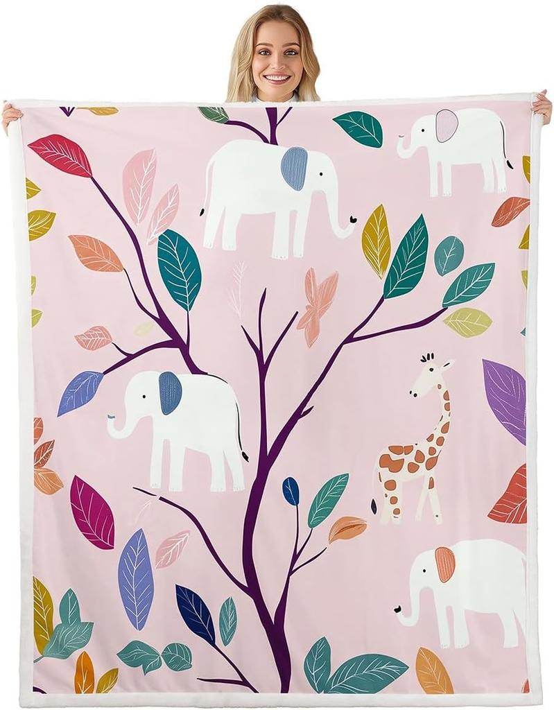Fairy and Flower Pattern Blanket Soft Flannel Throw Kids Room Decor Magical Fantasy Theme Bedding for Girls Nursery