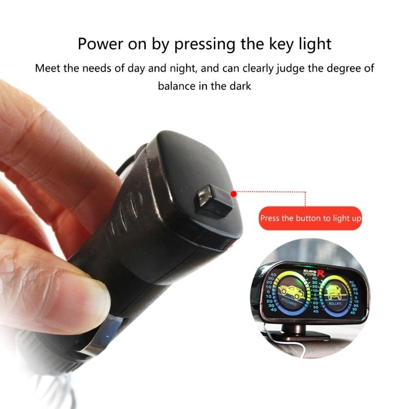 Level Tilt Gauge for Car SUV Slope Meter 360 Degree HUD Inclinometer Adjustable