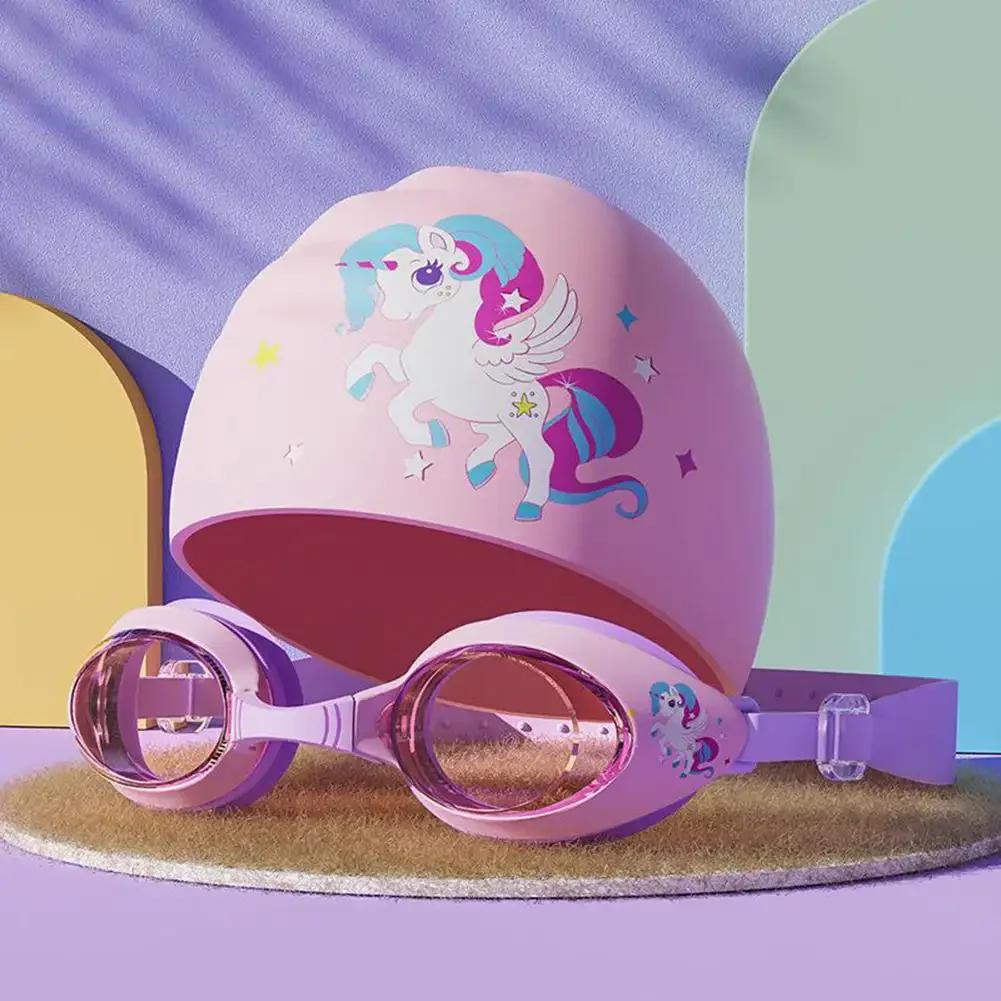 Cartoon Small Frame Swimming Goggles HD Waterproof Anti-Fog Diving Goggles Silicone Cap Professional Swimming Equipment