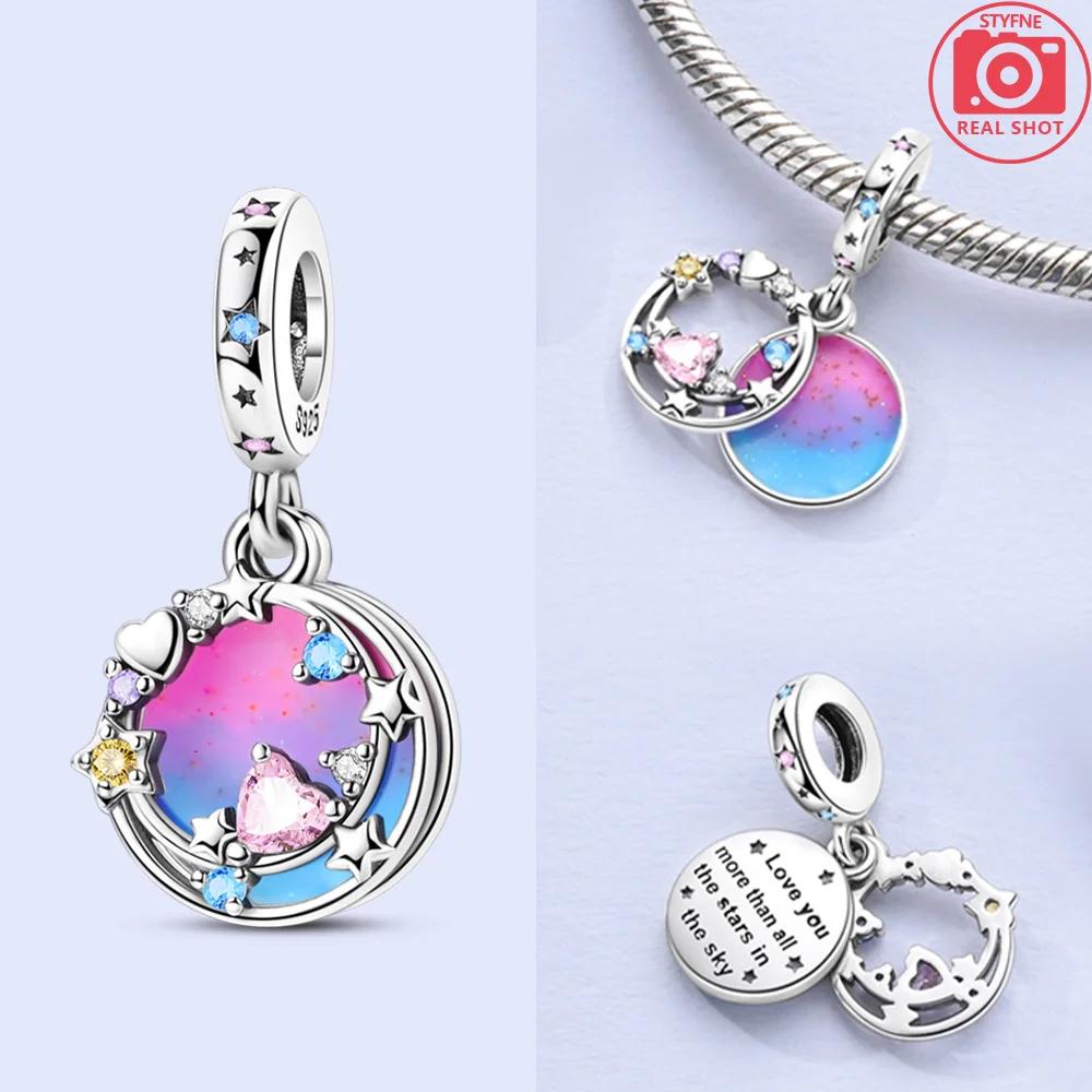 Charm Bead Components Copper Metal Authentic Original Sun Pendant Bead Component Blue Star Moon Snowflake Ball Bead Components Compatible With