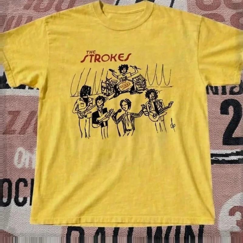 Nueva Camiseta Amarilla Caliente de la Banda The Strokes En Gira Tallas S a 5XL FF066 Camiseta Unisex