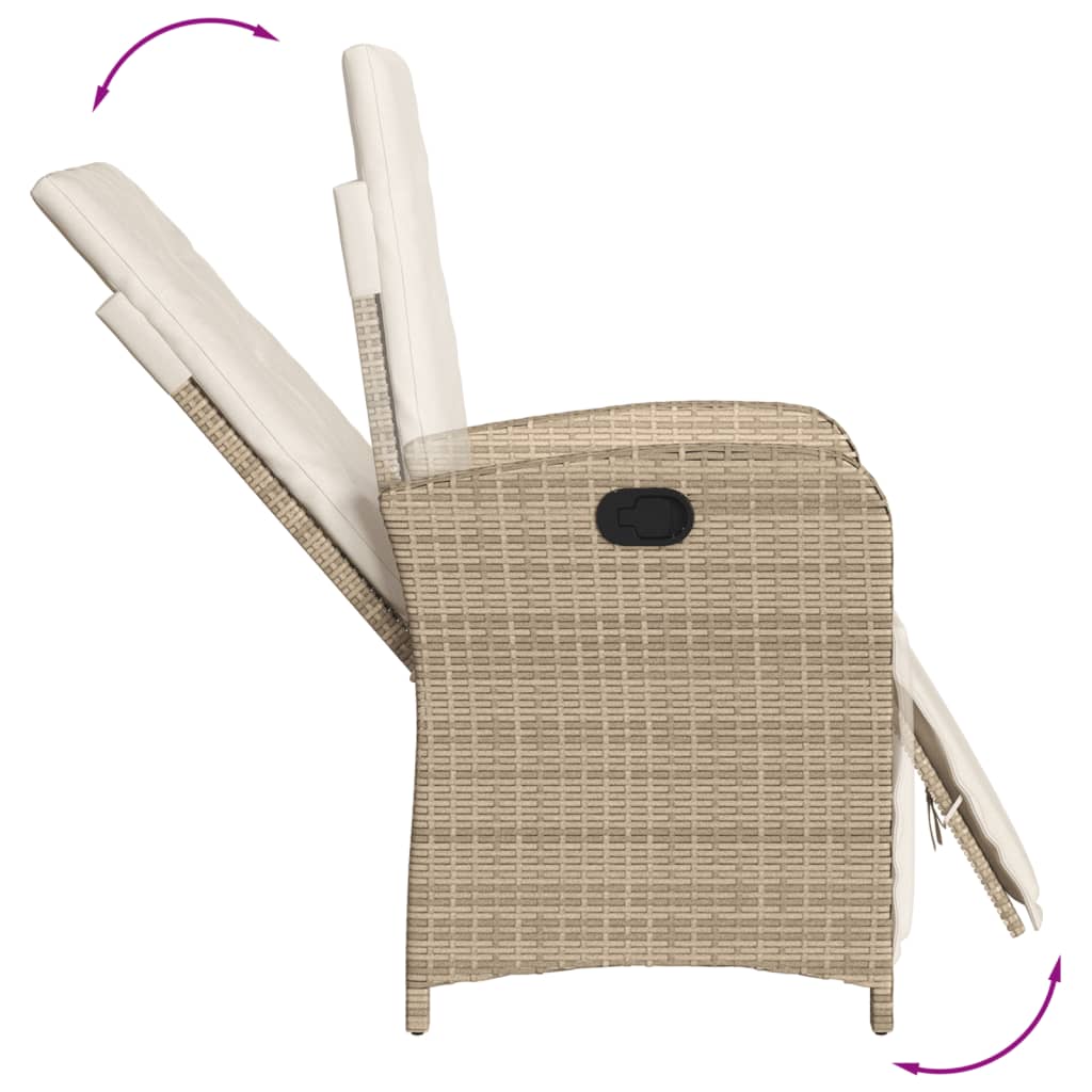 Vidaxl 7-Cz. Garden Furniture Set With Cushions, Beige, Poly Rattan