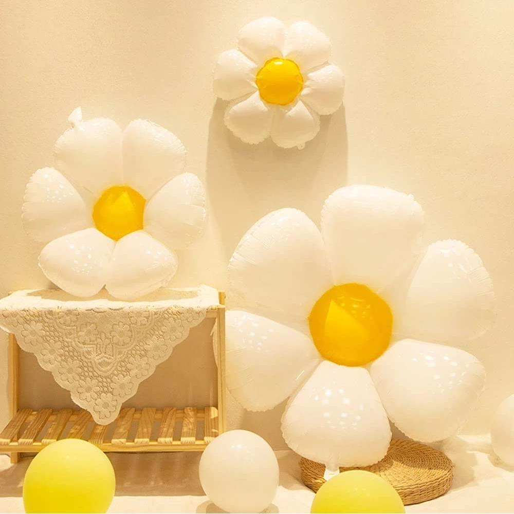 Gänseblümchen-Luftballons, riesige weiße Blumen-Gänseblümchen-Folien-Mylar-Luftballons, Boho-Dekorationen