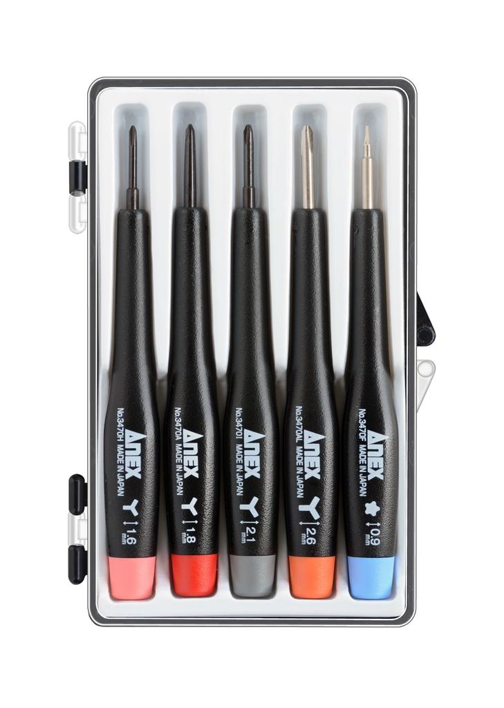 ANEX Precision Special with Set of Screwdriver, Y-Shaped, 5-Groove, Case, 5, No. 3475-S2