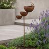3 Tiered Cascading Rain Catcher Bird Bath Metal Garden Stake Bird
