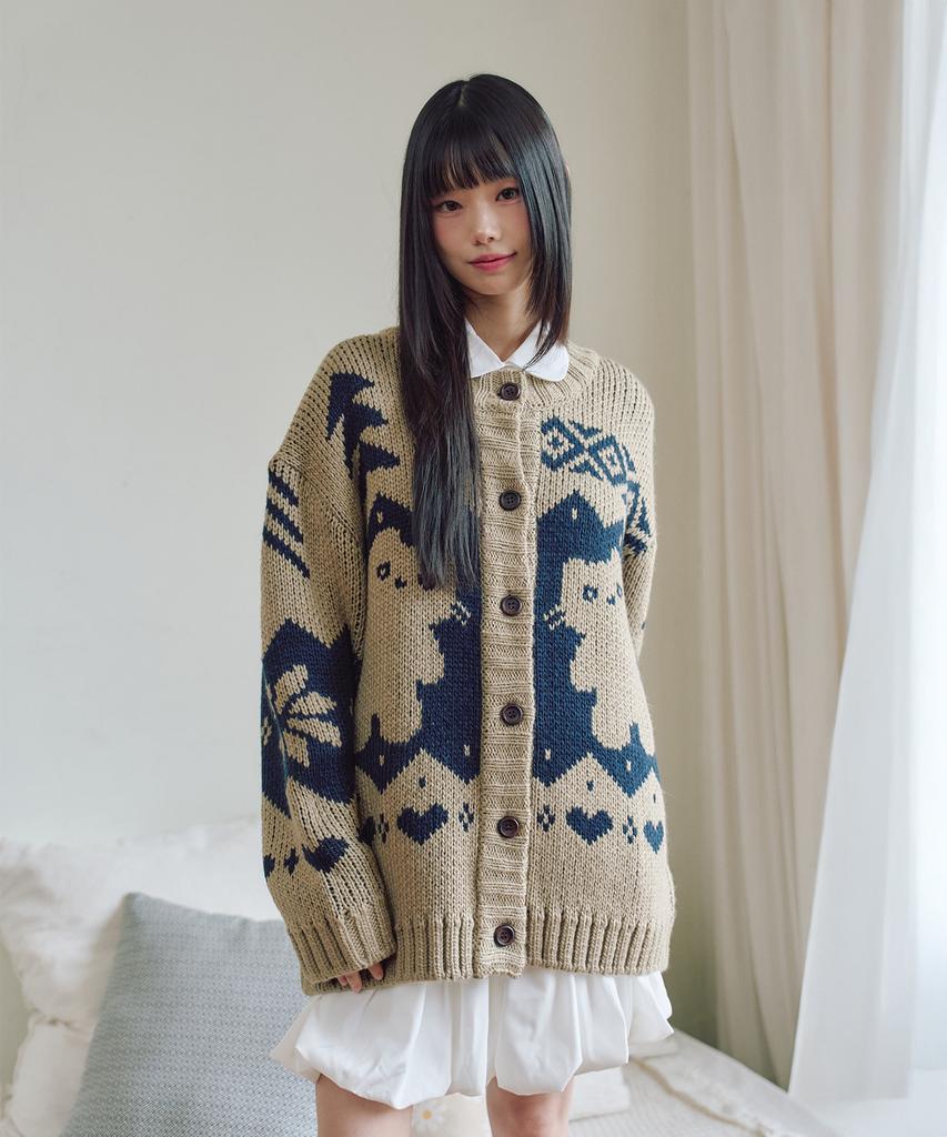 LMR Schannony Heavy Nordic Cardigan Beige