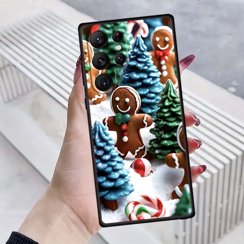 Christmas Gift Box Design Phone Case For Samsung Galaxy S26 S25 S24 S23 S22 S21 S20 Ultra Plus FE 5G Black Soft TPU