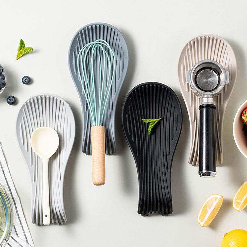 1 Peça Suporte de Colher de Silicone Descanso de Colher de Cozinha Utensílio Resistente ao Calor Prateleiras de Armazenamento Ferramentas de Cozinha Acessórios de Cozinha
