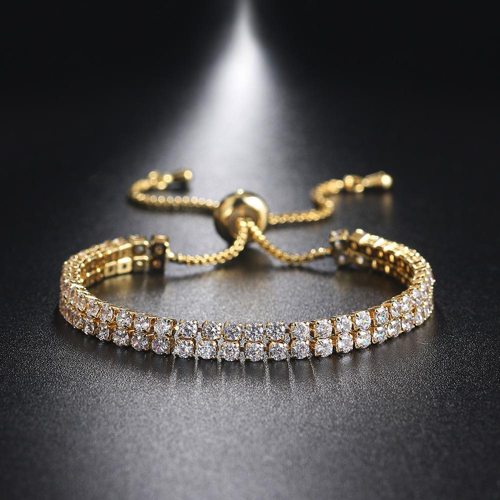 Double Row Full Zircon Bracelet Women'S 2.5Mm Full Diamond Adjustable Tennis Bracelet Popular Jewelry