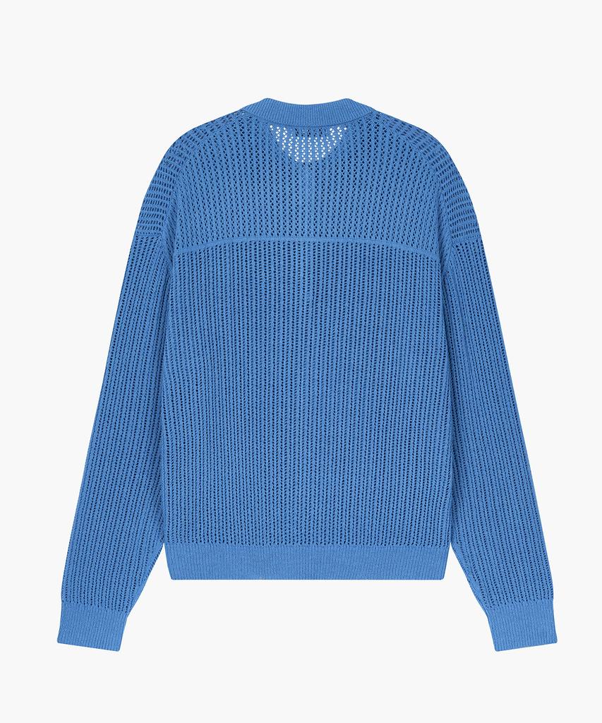 CUTZ Mesh Boucle Open Collar Pullover (Black)