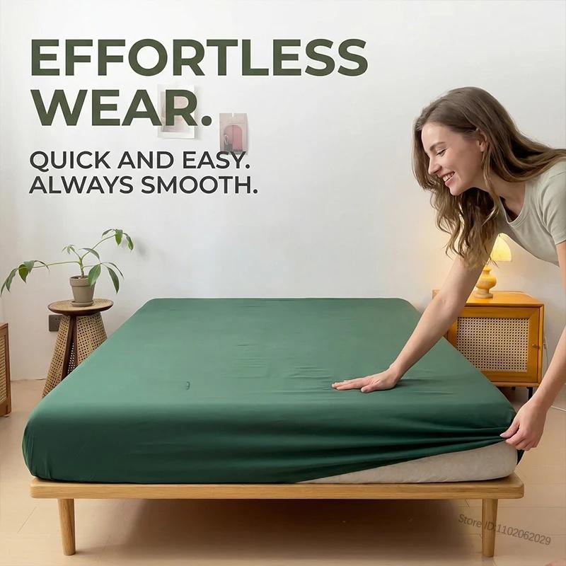 Cotton Fitted Bed Sheet With Elastic Band Mattress Covers Protector For Single Double King Bed 150/160/180x200 Custom Sizes
