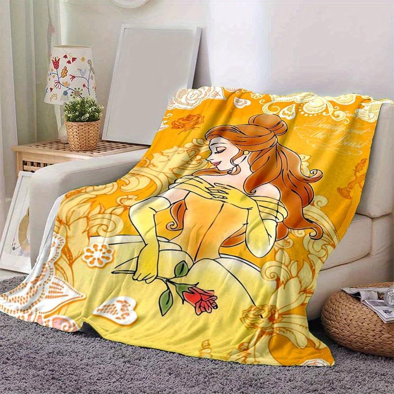 1pc Beauty and the Beast Belle Throw Blanket Disney Princess Home Decor, Soft Coverlet for Bed, Couch, Travel