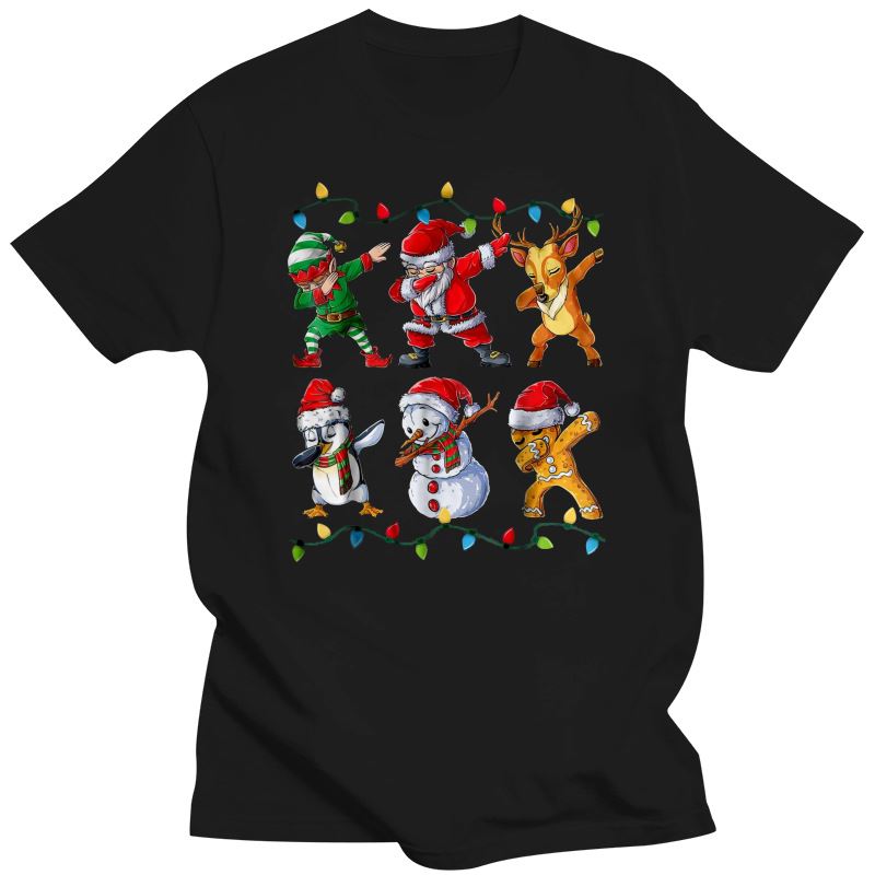 2023 Nuova T-shirt Divertente Unisex T-shirt alla Moda Elfo Dabbing Babbo Natale Renna Pinguino Pupazzo di Neve Pan di Zenzero Maglione Natalizio Unisex Donna T-S