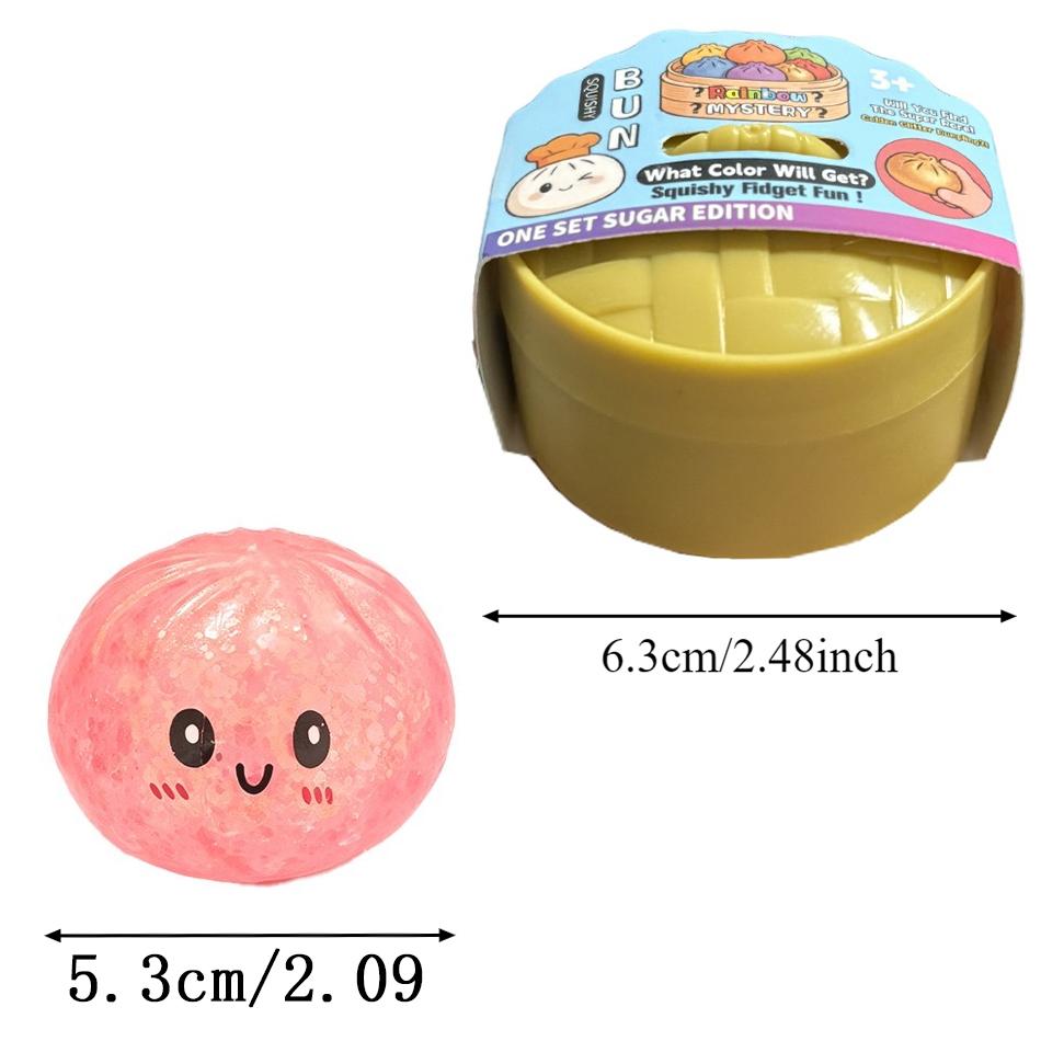 Dumpling Squishy Glitter With Box Dumplings Sensory Steamer Soft TPR Dough Ball for Decompression Fidget Toy Stress Relief Gift