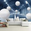 Papier peint photo pour mur 3D Tunnel Cercle Boule Espace Fresque Salon Décor TV Fond Mural Papier