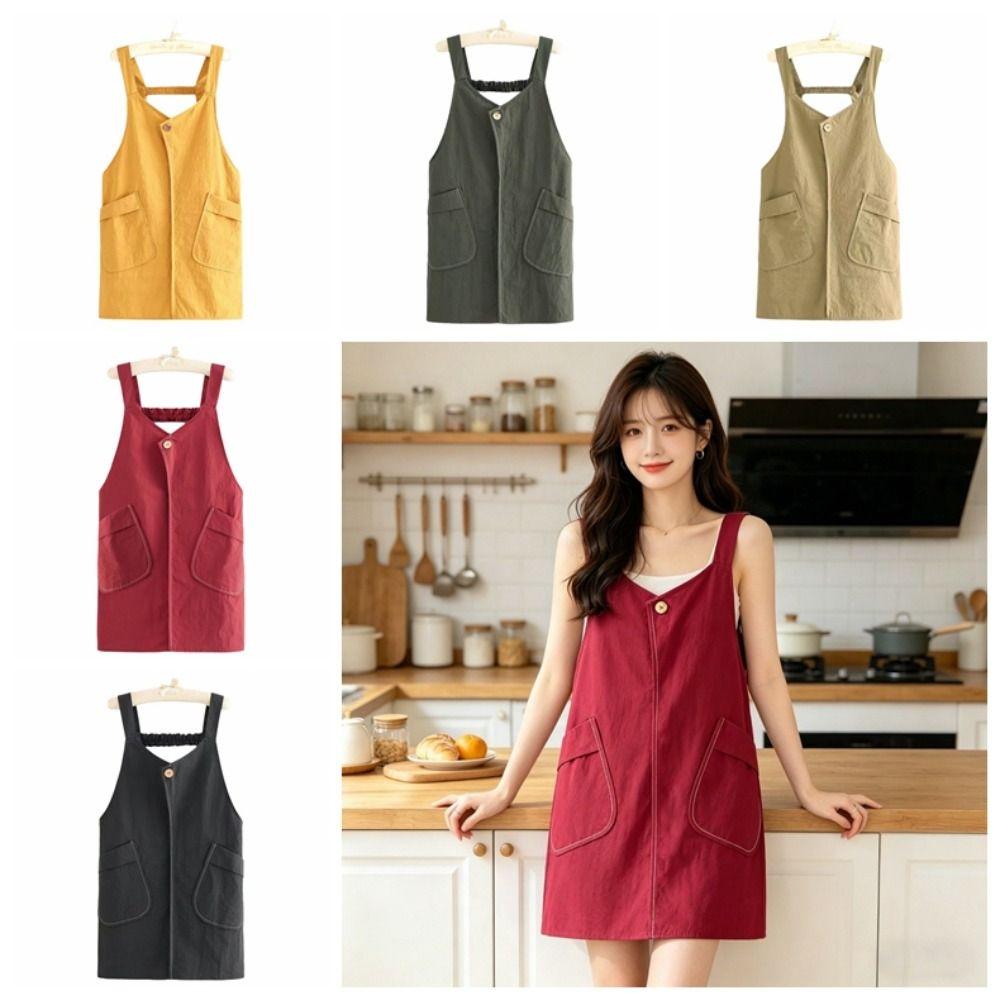 Waterproof Adult Apron Splash-Proof Sleeveless Apron Work Clothes Cooking Apron Baking Workwear