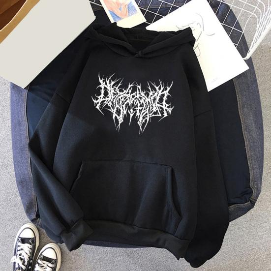Fall Winter Unisex Hoodie Drawstring Elastic Cuff Thorn