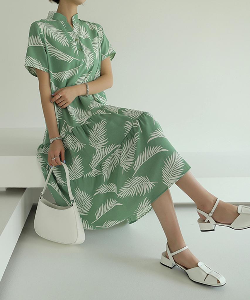 Ppaeppae Strap Palm Tree Long Dress