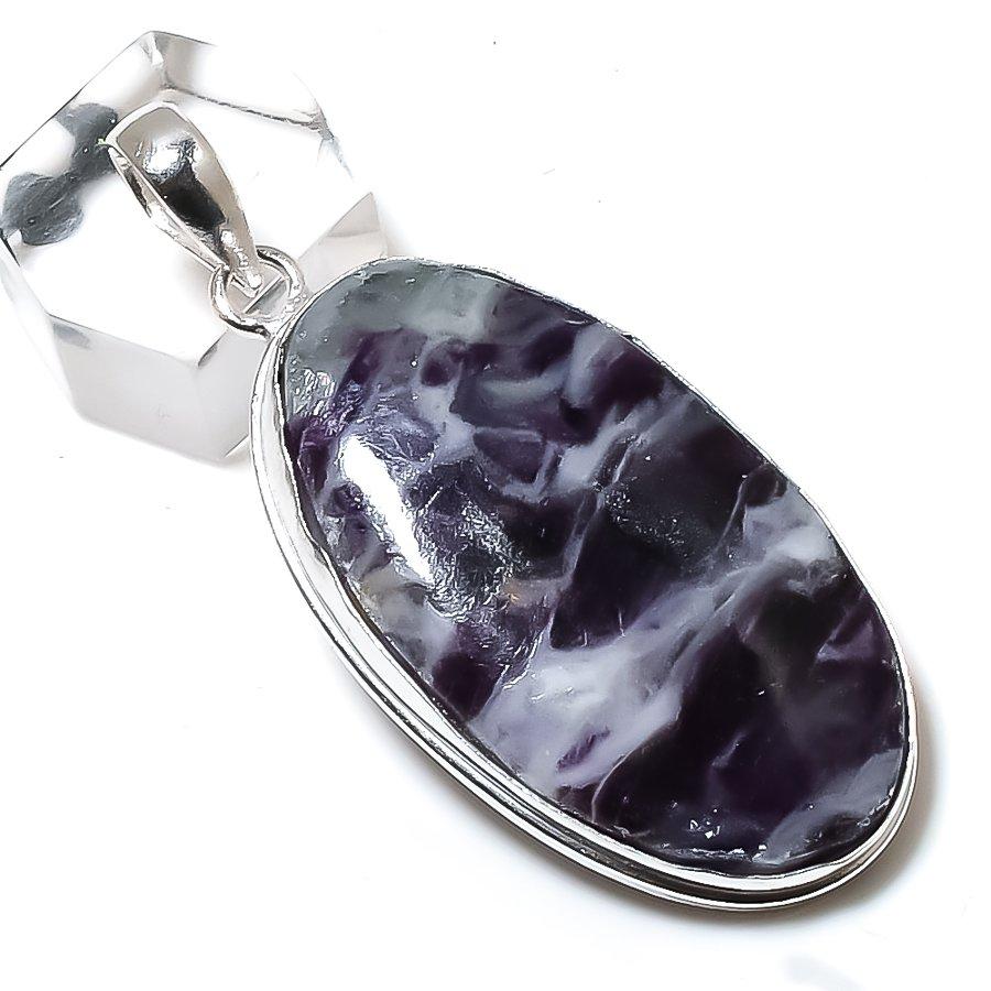 Fluorite Gemstone Handmade 925 Sterling Silver Jewelry Pendant 2.40" F3w18