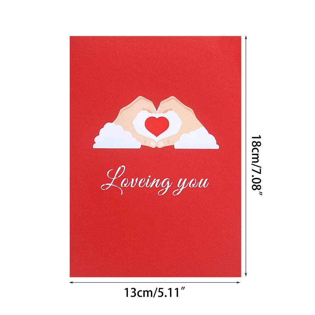 Pop Up Heart Valentine's Day Greeting Card Folding Blessing Card Supplies for Children Girl Boys Birthday