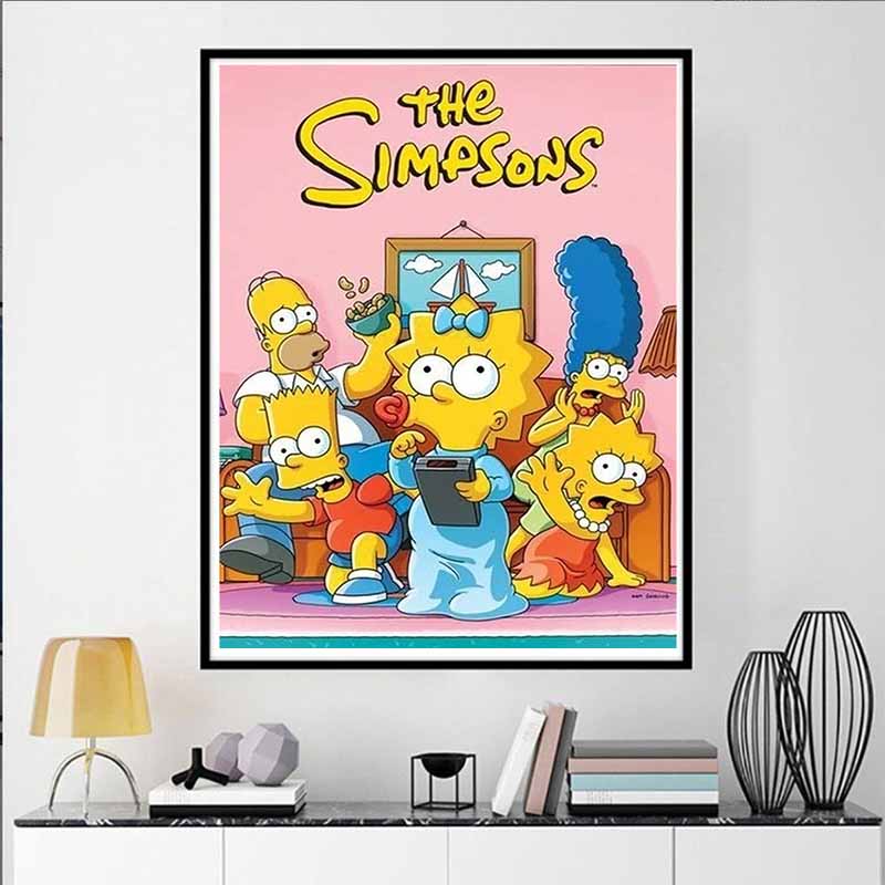 Disney Diamond Painting The Simpsons Classic Family Poster Art Illustration 5D Cross Stitch Hanging Print 5D Puzzle Mosaic Embroidery Home Decoration