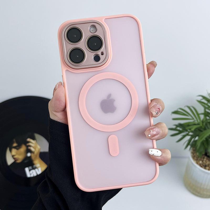 Matte Translucent Phone Case for 17 18 16 15 14 13 12 11 Pro Max Plus for Magsafe Wireless Charge Lens Protection Cover