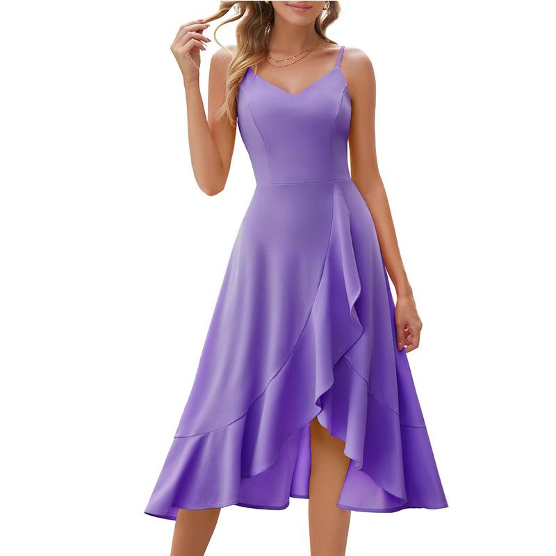 2025 European & American Slimming Ruffle Cocktail Evening Dress for Weddings & Proms