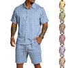Men's Casual Two Piece Set Short Sleeve Button Down Shirt with Matching Shorts Lightweight Summer Outfit for Outdoor Activities