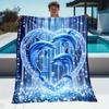 Dolphin Heart Design Blanket Blue Ocean Theme Soft Fleece Throw Bed Cover Cozy Home Decor Gift For Animal Lovers