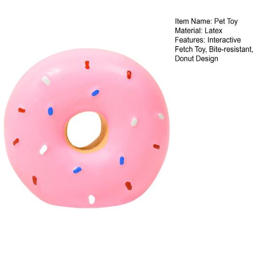 Donut Dog Toy Squeaky Latex Doughnut Dog Chew Toy Interactive Dog Training Toy for Outdoor Fetch Game Teeth Cleaning