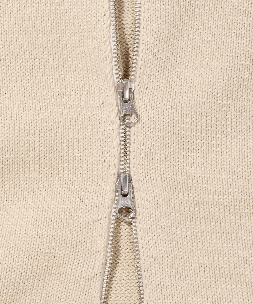Amfeast Bold Cable Cotton Knit Zip-Up Hoodie Cream
