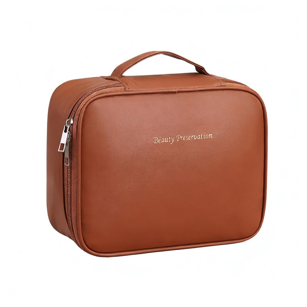 Square Detachable Makeup Bag PU Leather Waterproof Makeup Bag Storage Bag Zipper Compartmentalized Storage Cosmetic Bag
