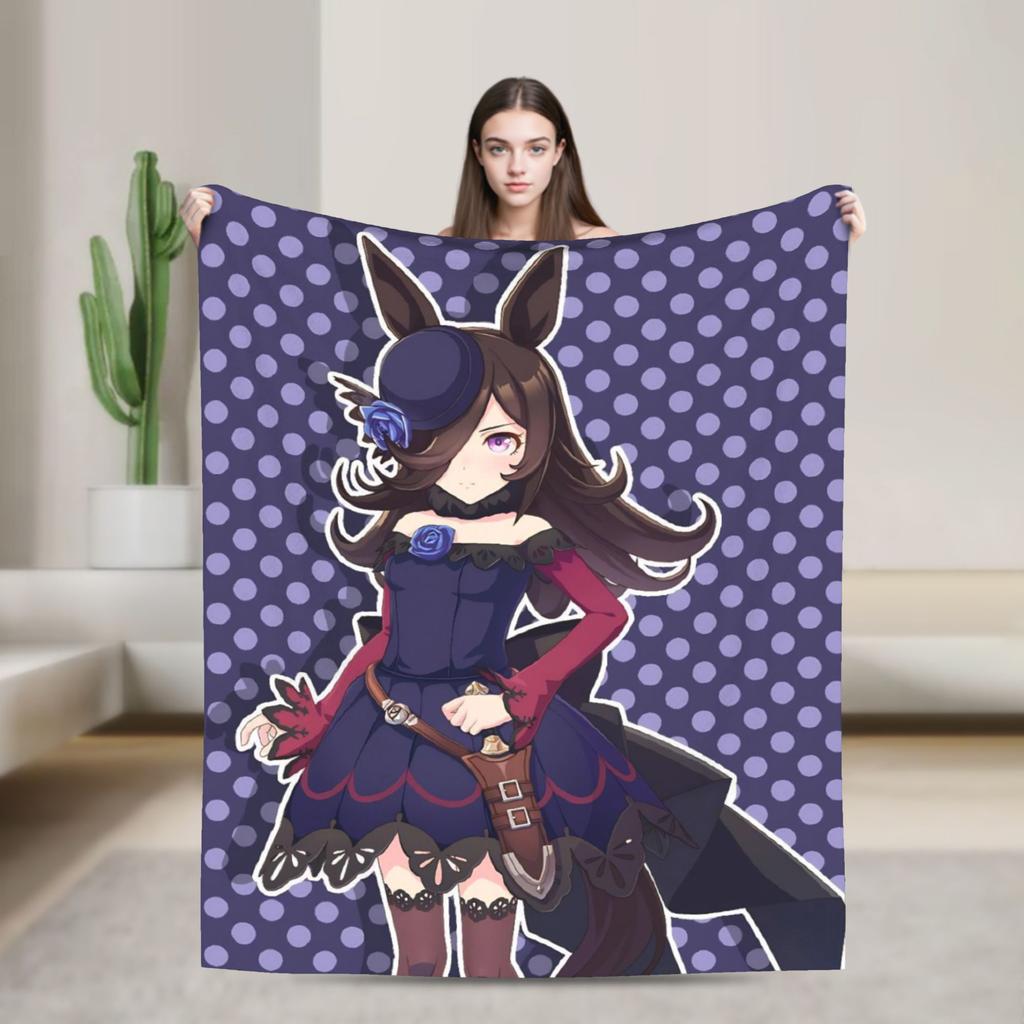 Umamusume Pretty Derby Mayano Top Gun Blanket Flannel Print  Multi-function Super Warm Throw Blanket for Sofa Outdoor Rug Piece