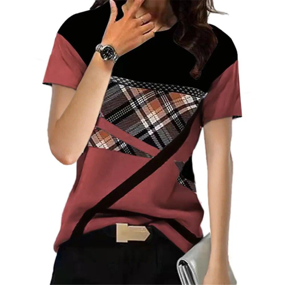Elements Irregular Print Harajuka T Shirts Women Short Sleeve Summer Designer Casual Loose T-shirt O-Neck Female Tops Femme