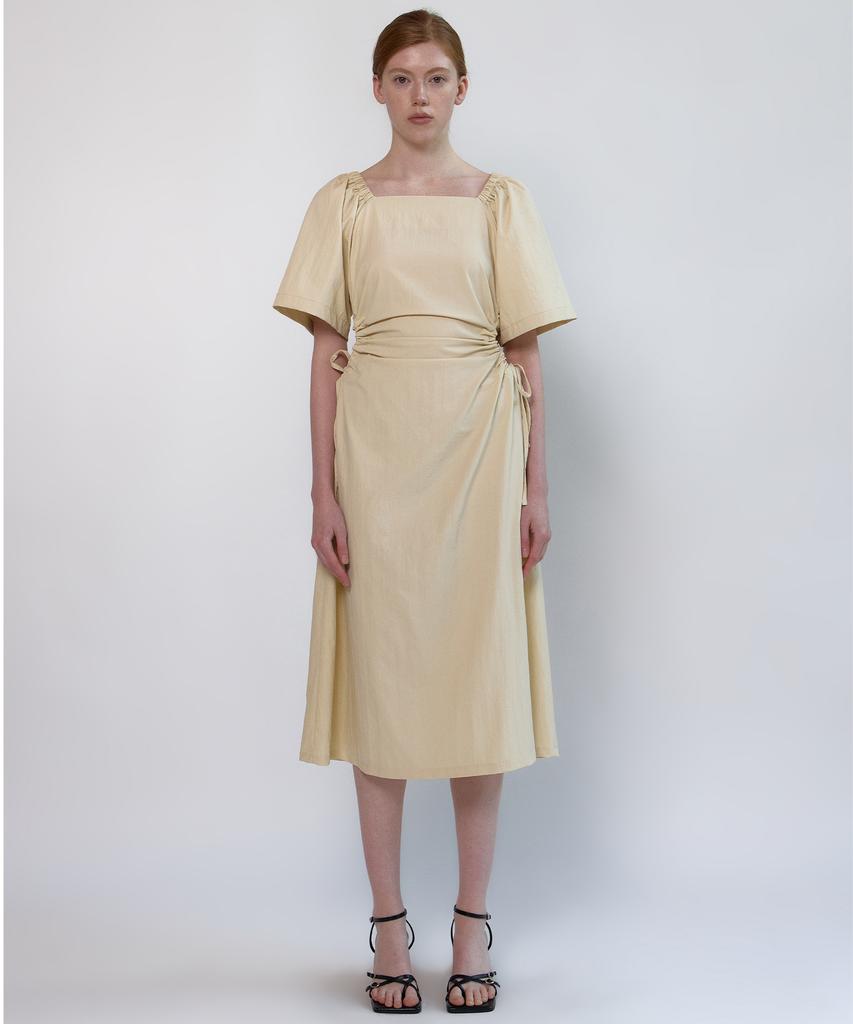 NEBELEVERYWEAR Volume Shirring Dress_Butter Beige